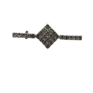 Vintage Rhinestone Bar Brooch Pin With Geometric Diamond Art Deco Style Design